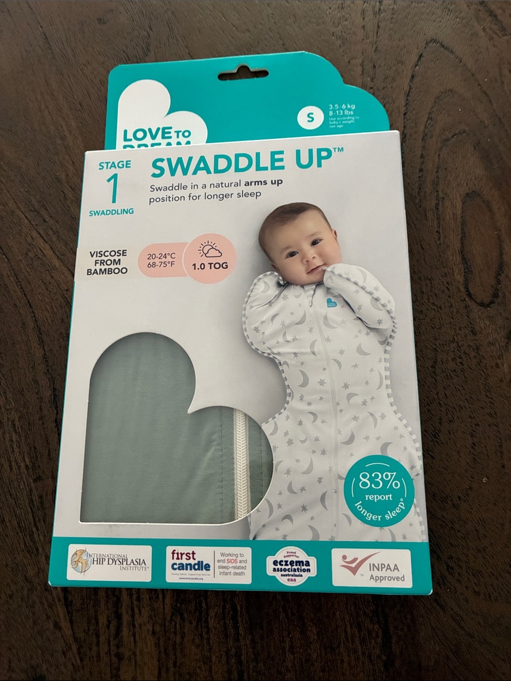 NWT - Love to Dream Swaddle Up Stage 1 Swaddle - Sage Green & White